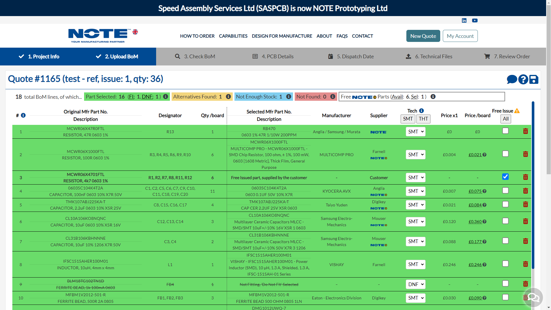 Self-Service PCBA Ordering Platform (SAS)
